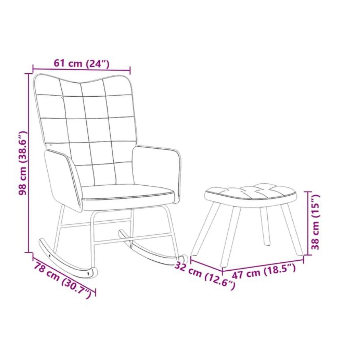Fauteuil à bascule velours petits blocs avec repose pieds