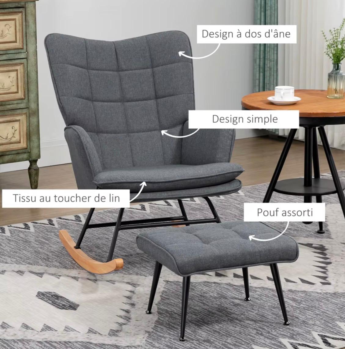 Fauteuil à bascule avec repose pieds