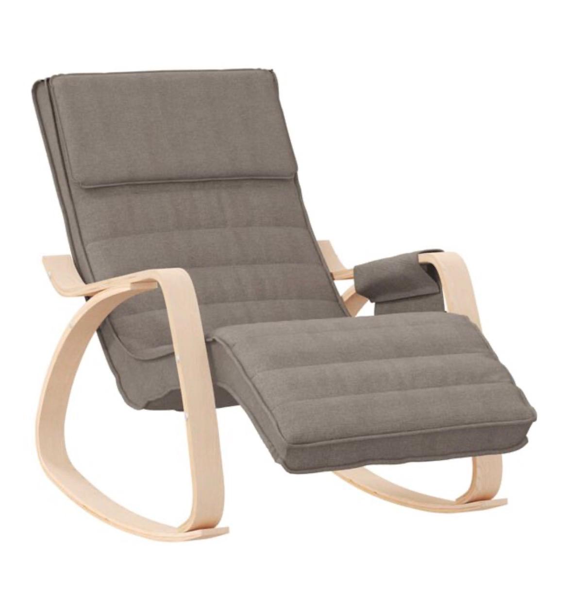 Fauteuil à bascule tissu et bois de bouleau