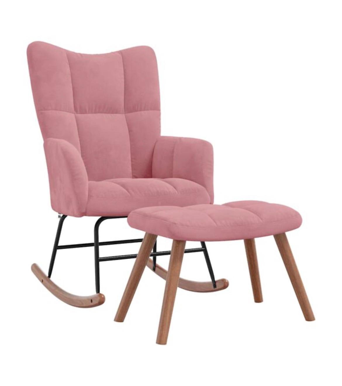 Fauteuil à bascule velours grands blocs et tabouret