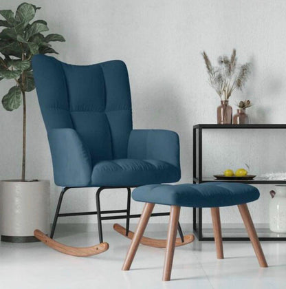 Fauteuil à bascule velours grands blocs et tabouret
