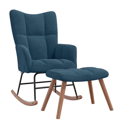 Fauteuil à bascule velours grands blocs et tabouret