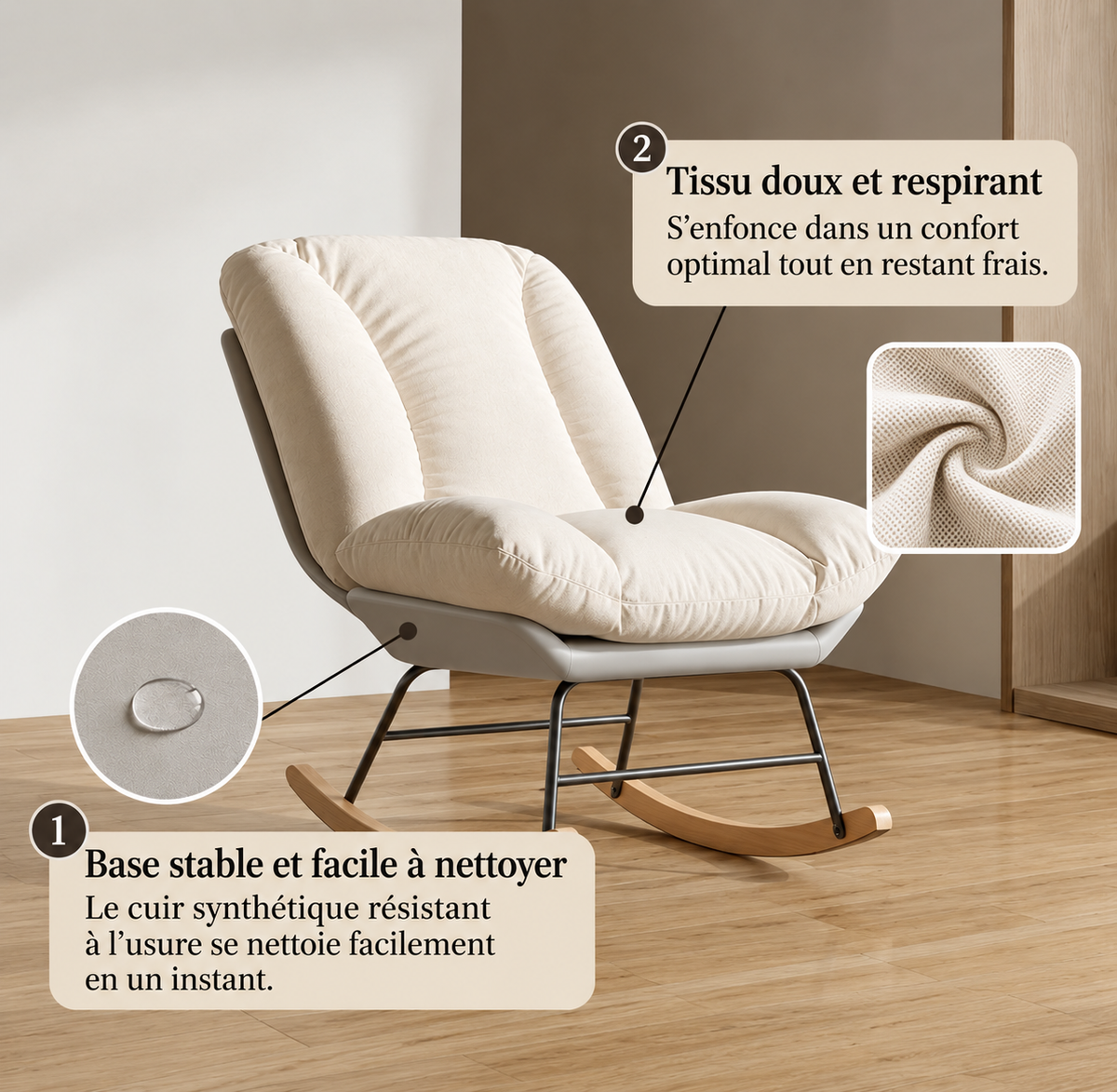 Fauteuil à bascule moelleux