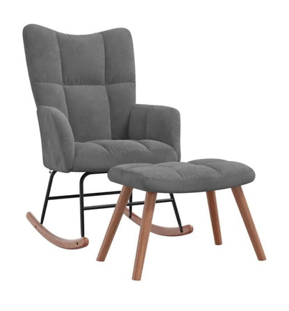 Fauteuil à bascule velours grands blocs et tabouret