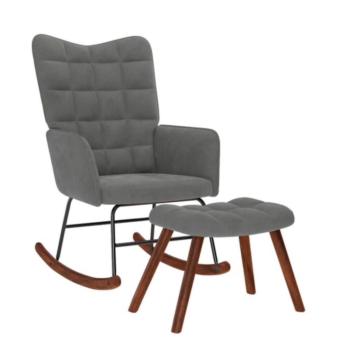 Fauteuil à bascule velours petits blocs avec repose pieds