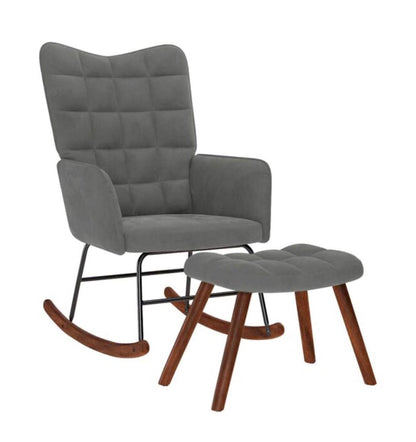Fauteuil à bascule velours petits blocs avec repose pieds