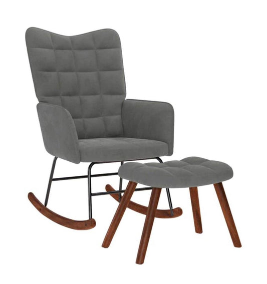 Fauteuil à bascule velours petits blocs avec repose pieds