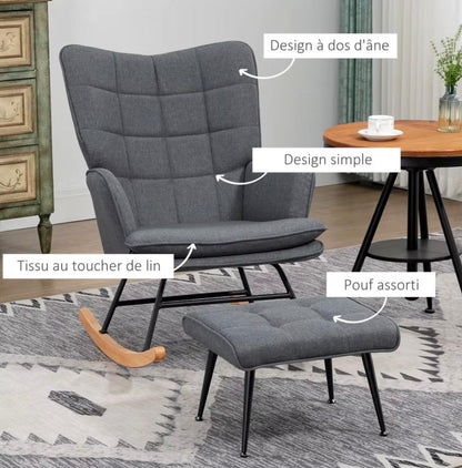 Fauteuil à bascule avec repose pieds