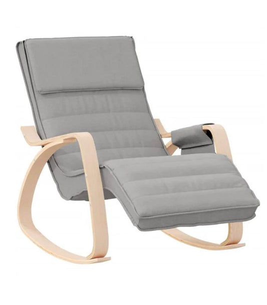 Fauteuil à bascule tissu et bois de bouleau