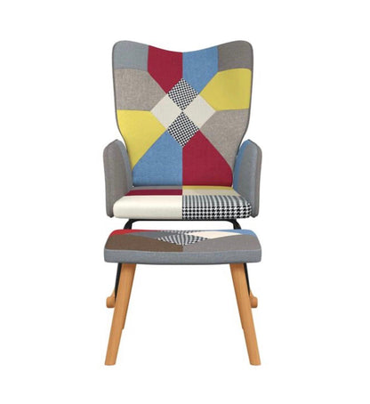 Fauteuil à bascule patchwork avec repose pieds