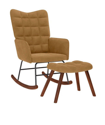 Fauteuil à bascule velours petits blocs avec repose pieds