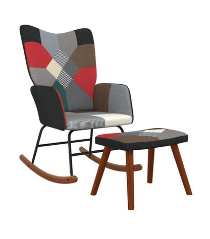 Fauteuil à bascule patchwork avec repose pieds