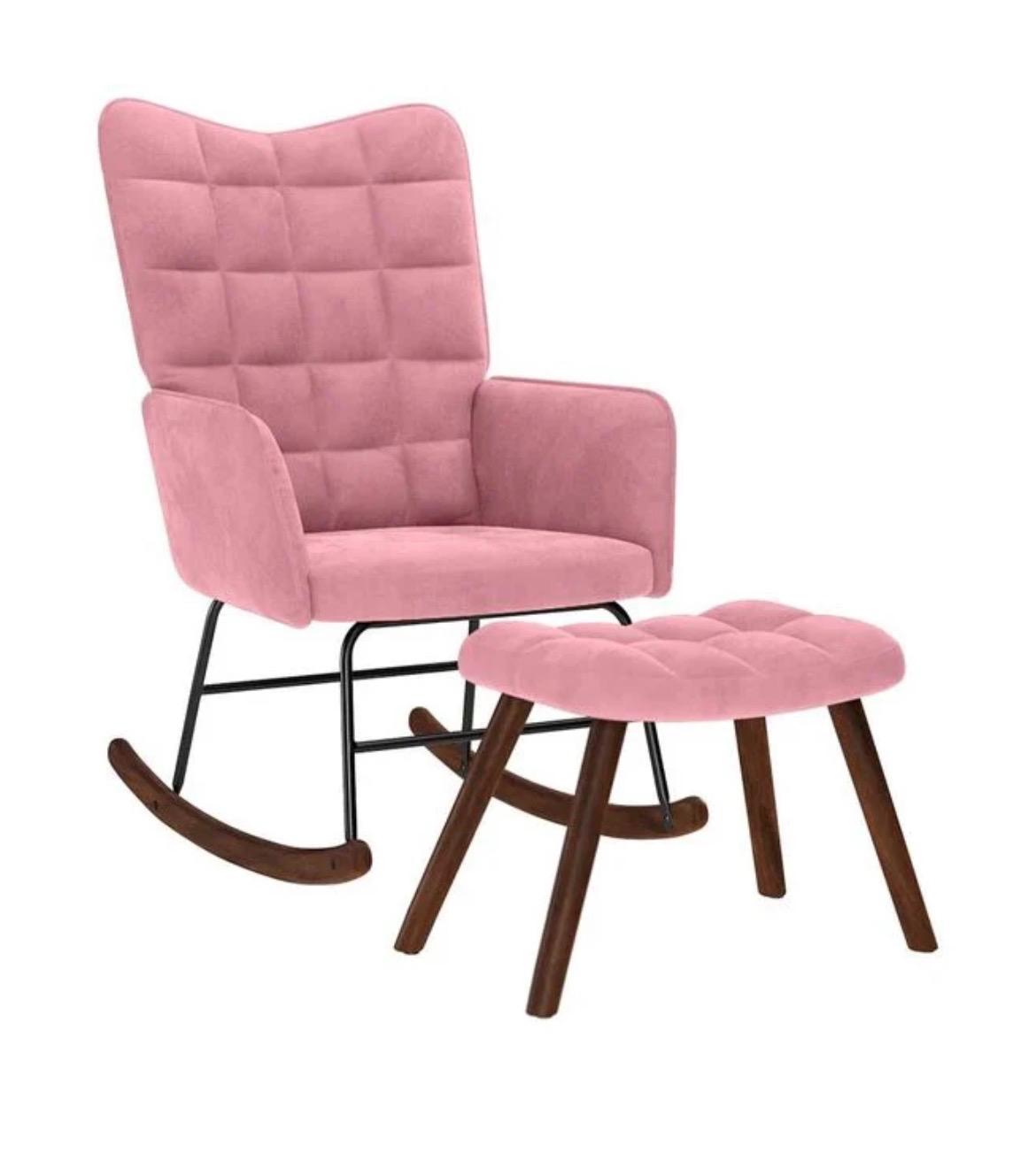 Fauteuil à bascule velours petits blocs avec repose pieds