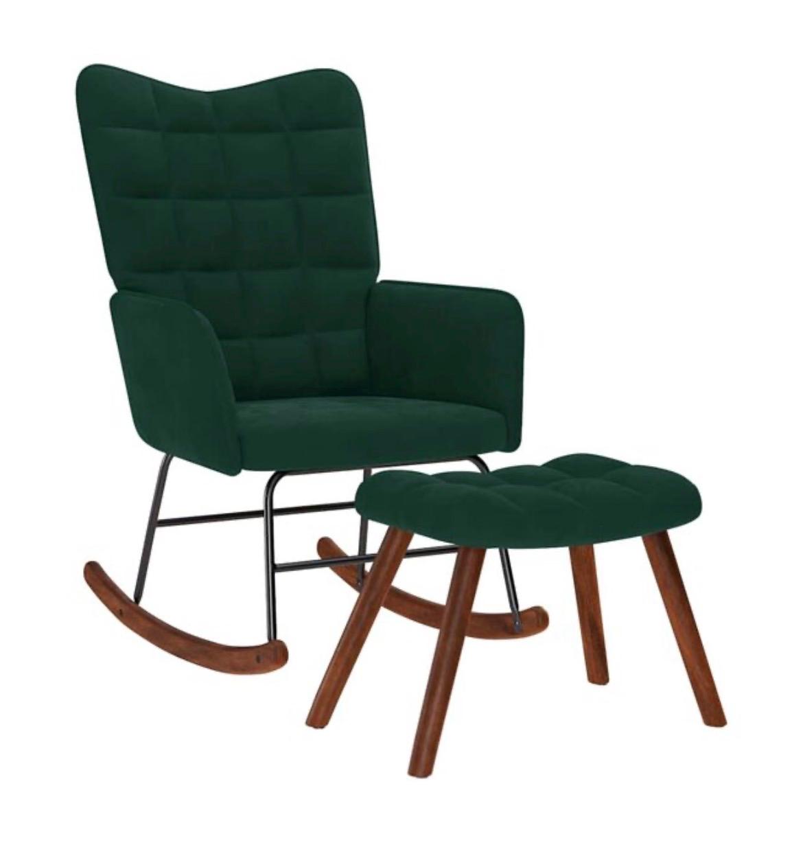 Fauteuil à bascule velours petits blocs avec repose pieds