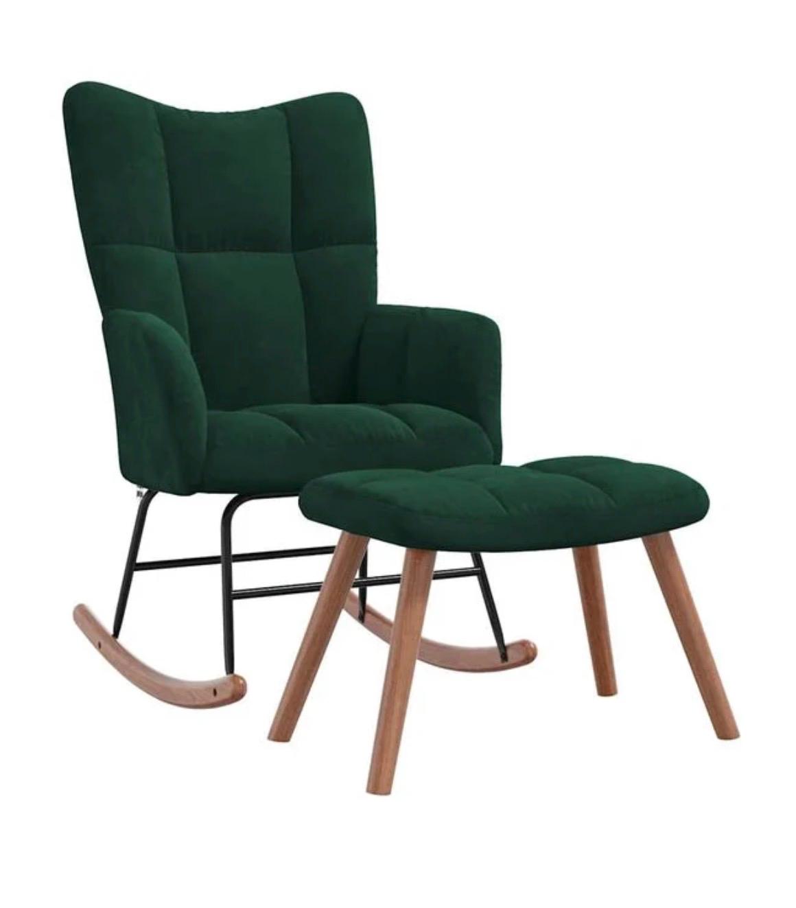 Fauteuil à bascule velours grands blocs et tabouret